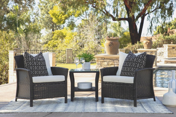 BARBARA 3 PC SET(2CHAIR+TABLE)  DARK GRY