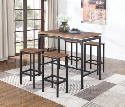 WOODEN/IRON COUNTER HEIGHT BAR DINING SET