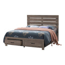 WOODY QUEEN STORGE BED, BARREL  OAK