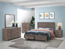 WOODY QUEEN STORGE BED, BARREL  OAK