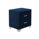 NIGHTSTAND VELVET, BLUE/CHROME