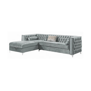 BELLAIRE BUTTON-TUFTED UPHOLSTERED SECTIONAL SILVER