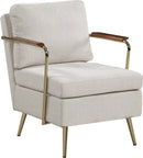 BEIGE FABRIC ACCENT CHAIR