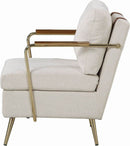 BEIGE FABRIC ACCENT CHAIR